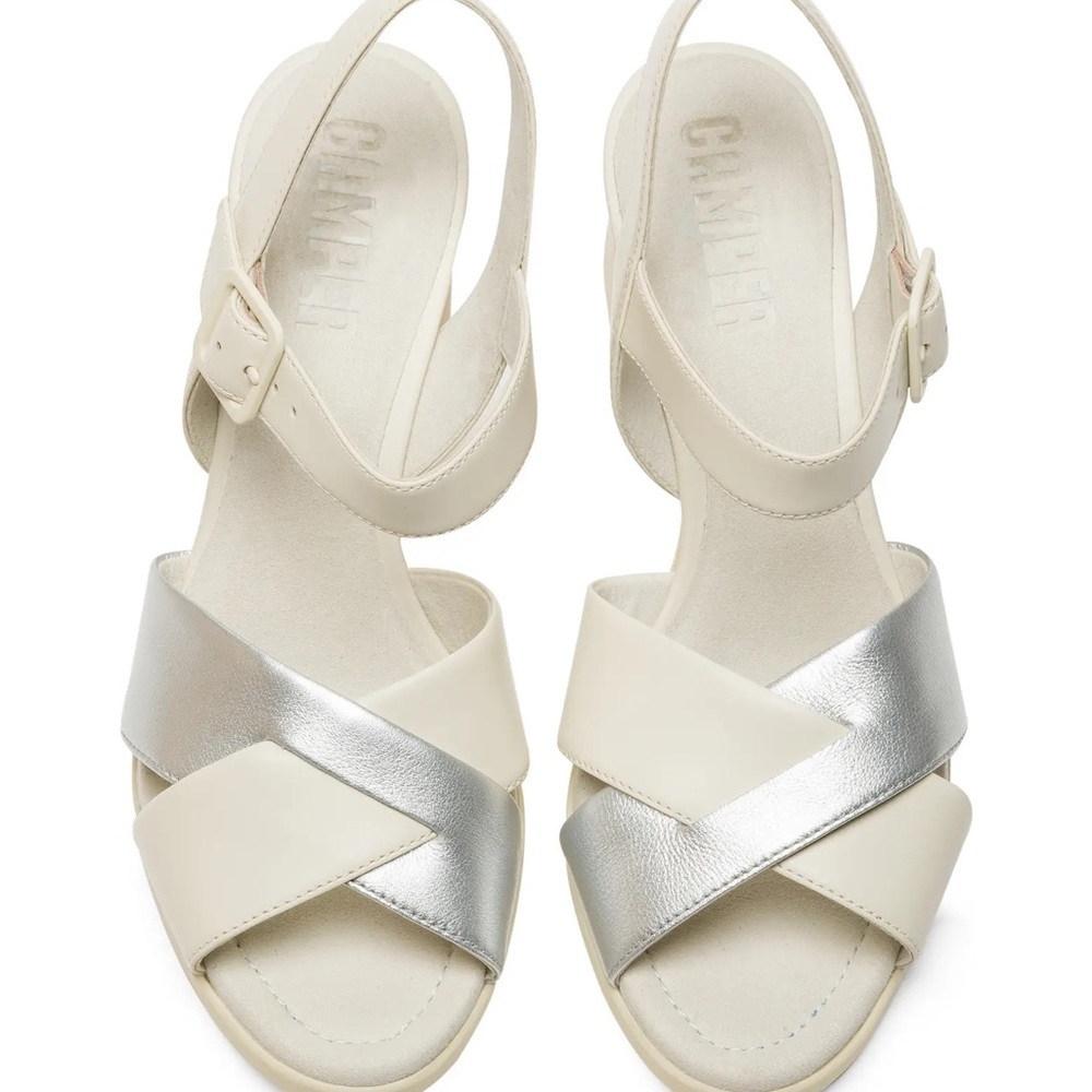 Camper Metallic Crossover Heeled Sandal